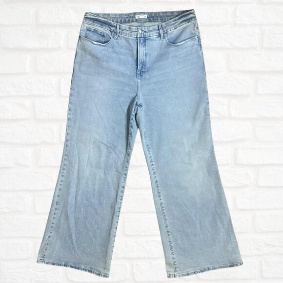 Good American Good Waist Palazzo Jeans Light Blue Size 16 Plus Wide Leg HighRise - Picture 3 of 11